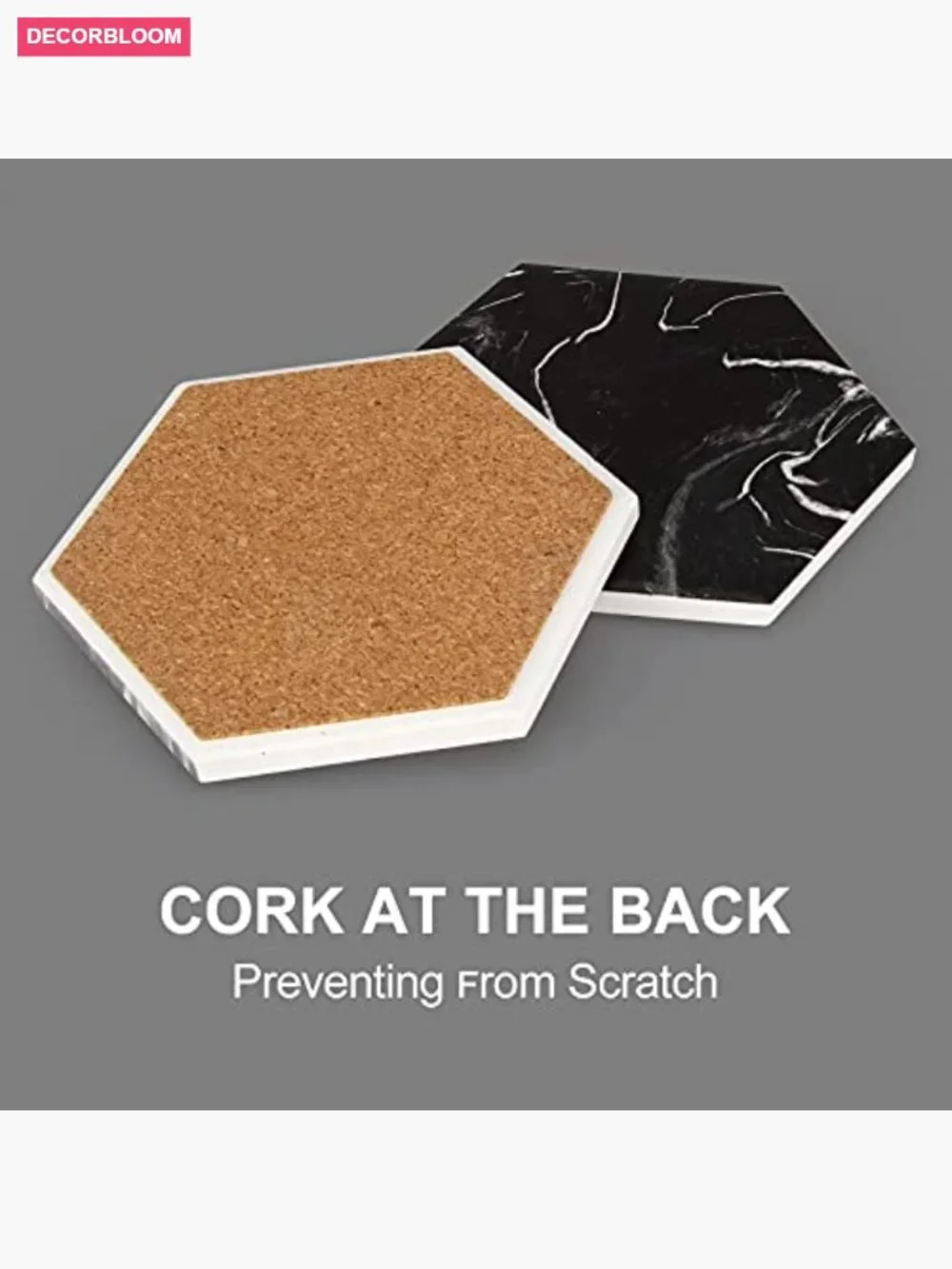 Hexagon Coaster Set with Holder - Absorbent Stone 6 Pack